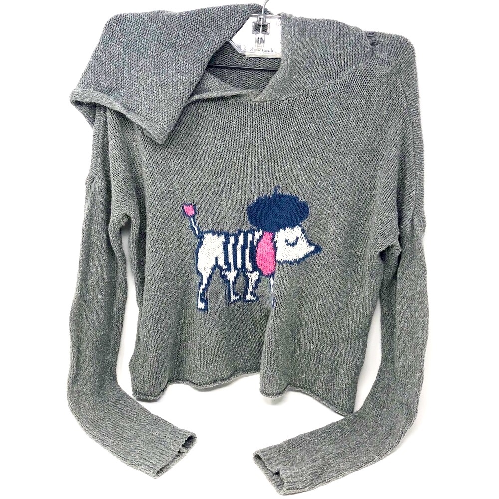 ABERCROMBIE KIDS Grey/Pink Poodle Sweater Hoodie